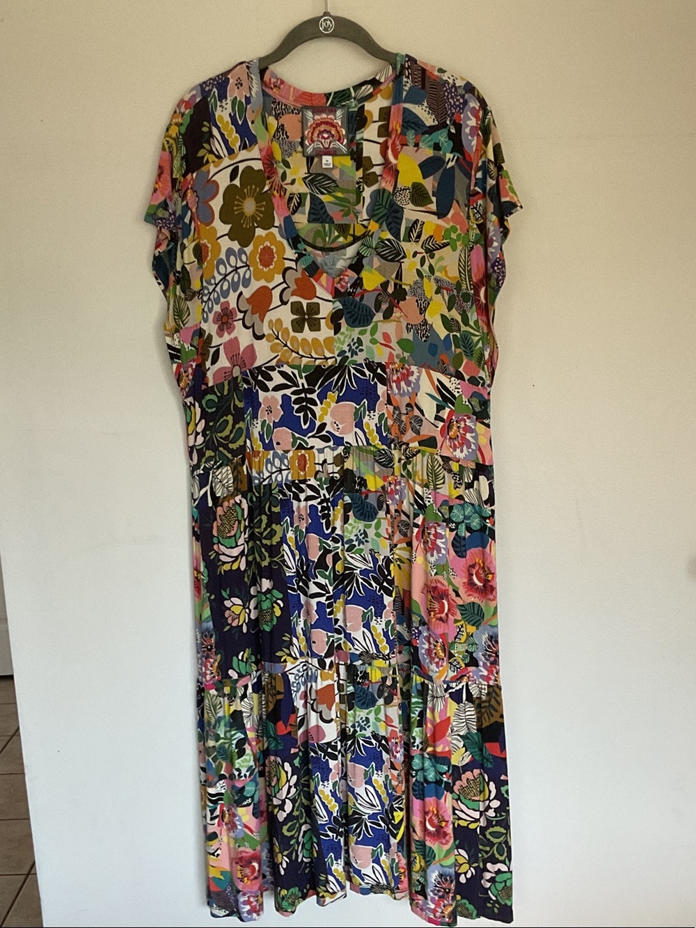 Johnny Was dress Chelsea Garden Tiered tea length dress boho floral patchwork